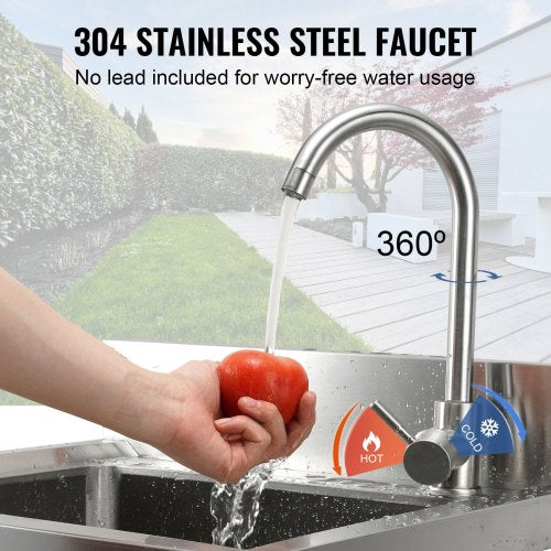 Stainless Steel Utility Sink 1 Compartment Free Standing Small Sink Include