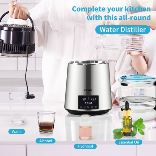 1.1Gal Water Distiller 0.4GalH Distilled Water Maker Machine 1750W 0-99H