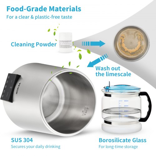 1.1Gal Water Distiller 0.4GalH Distilled Water Maker Machine 1750W 0-99H