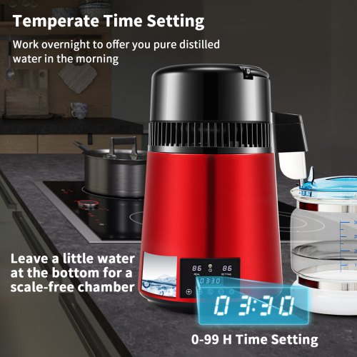 1.1 Gal Water Distiller 03Gal/H 750W Distilled Water Maker Machine 0-99H