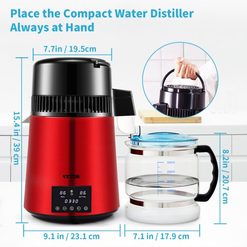 1.1 Gal Water Distiller 03Gal/H 750W Distilled Water Maker Machine 0-99H