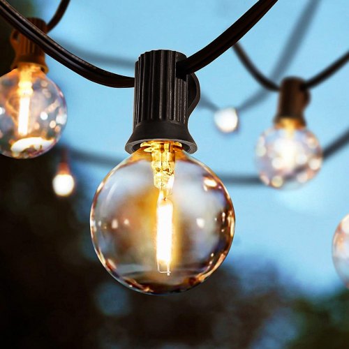 Solar Outdoor String Lights 100FT 2700K Dimmable Patio Lights with Remote