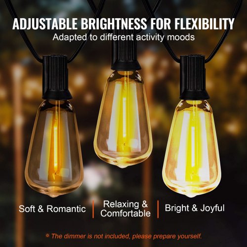 LED Outdoor String Lights 200FT 2700K Dimmable Outside Patio Lights with 100