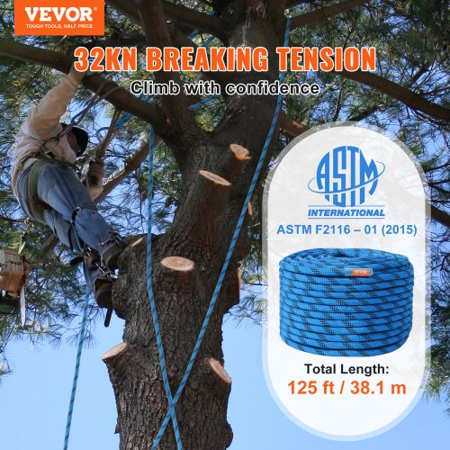 12.7mm Static Climbing Rope 38M125ft Outdoor Rock Climbing Rope 30KN