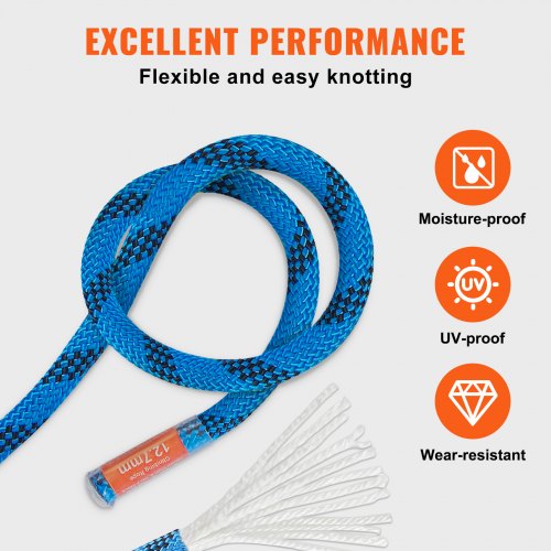12.7mm Static Climbing Rope 38M125ft Outdoor Rock Climbing Rope 30KN
