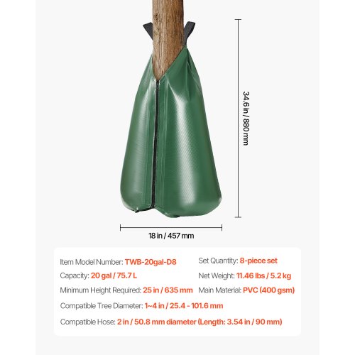 Tree Watering Bag 8 Packs 20 Gallons Watering Bags for New Trees 59 Hours