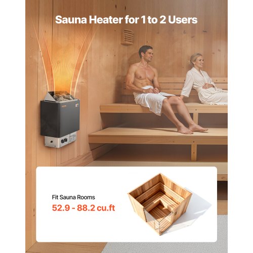 Sauna Heater 2Kw Ac 120V Electric Stove Dry Steam Bath Saunas With Predrilled
