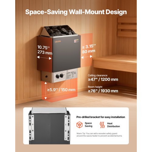 Sauna Heater 2Kw Ac 120V Electric Stove Dry Steam Bath Saunas With Predrilled