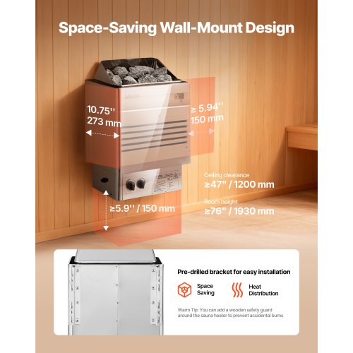 Sauna Heater 6Kw 240V Electric Stove Dry Steam Bath Saunas With Predrilled