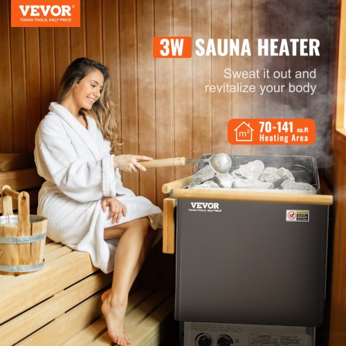 Sauna Heater 3KW 220V Electric Sauna Stove Steam Bath Sauna Heater with BuiltIn