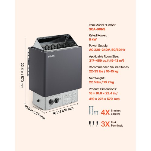 9KW Sauna Heater Steam Bath Sauna Heater with BuiltIn Controls Electric