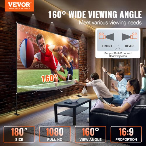 Movie Screen with Stand 180inch Portable Projector Screen 169 4K HD Wide