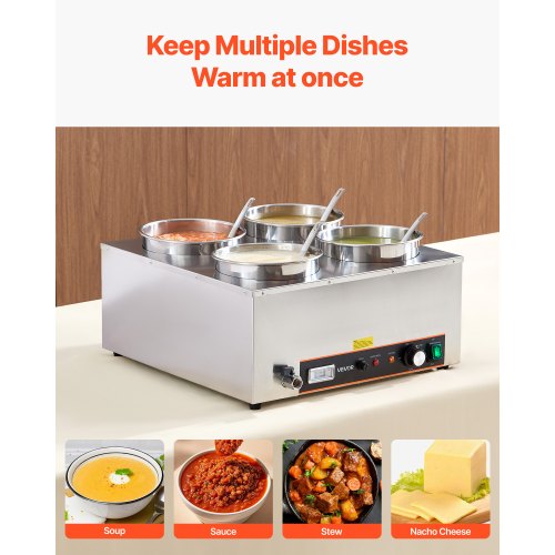 Electric Soup Warmer Four 634Qt Stainless Steel Round Pot With 86185F