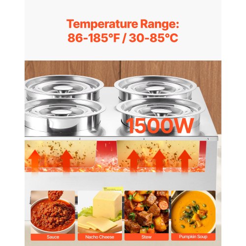 Electric Soup Warmer Four 634Qt Stainless Steel Round Pot With 86185F