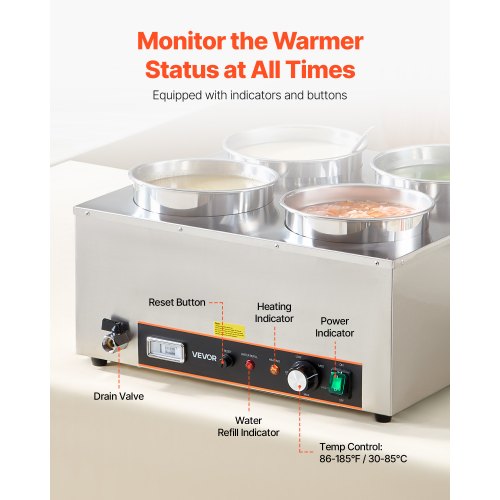Electric Soup Warmer Four 634Qt Stainless Steel Round Pot With 86185F