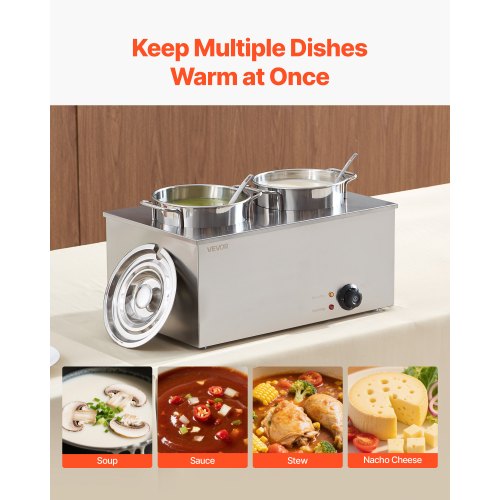 Electric Soup Warmer Two 634Qt Stainless Steel Round Pot With 86185F