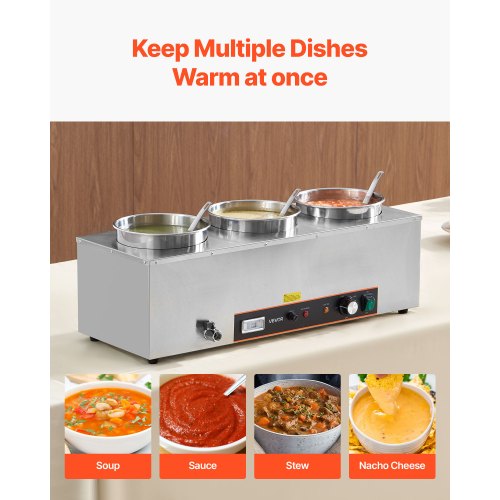 Electric Soup Warmer Three 634Qt Stainless Steel Round Pot With 86185F