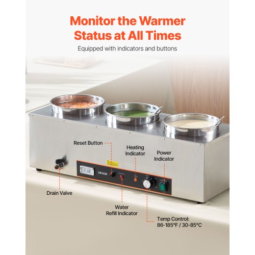Electric Soup Warmer Three 634Qt Stainless Steel Round Pot With 86185F
