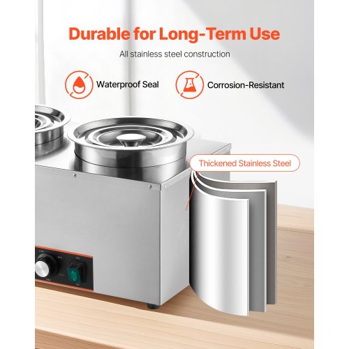 Electric Soup Warmer Three 634Qt Stainless Steel Round Pot With 86185F