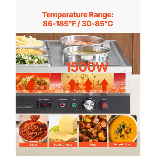 Electric Soup Warmer Two 634Qt Pots Three 13 Pans Stainless Steel Commercial