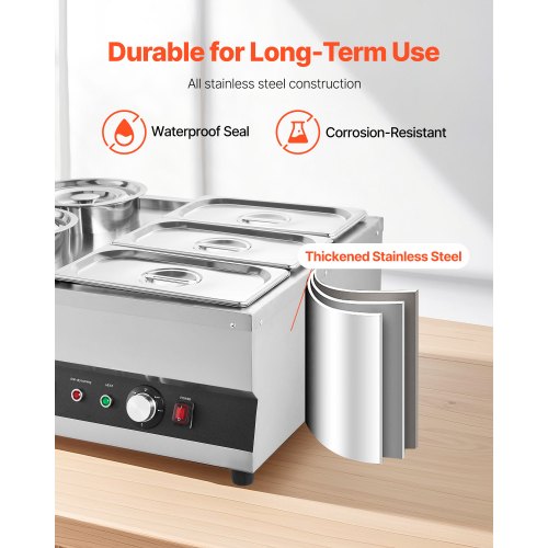 Electric Soup Warmer Two 634Qt Pots Three 13 Pans Stainless Steel Commercial