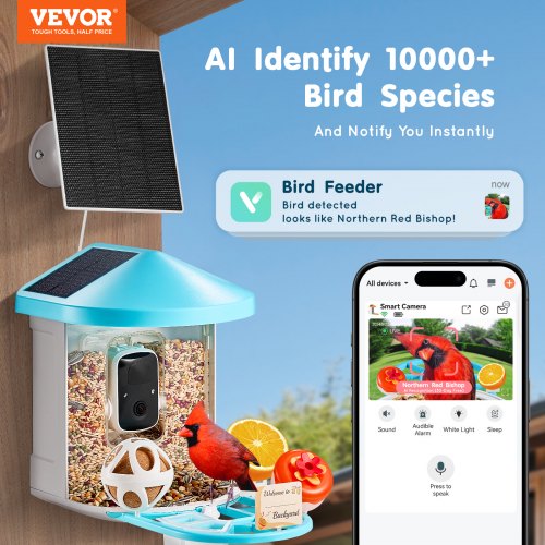 Smart Bird Feeder with Camera 2K HD AI Identify 10000 Bird Species