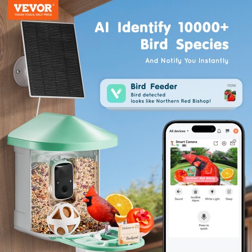Smart Bird Feeder with Camera 2K HD AI Identify 10000 Bird Species