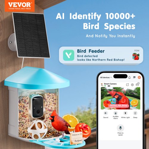 Smart Bird Feeder with Camera 2K HD AI Identify 10000 Bird Species