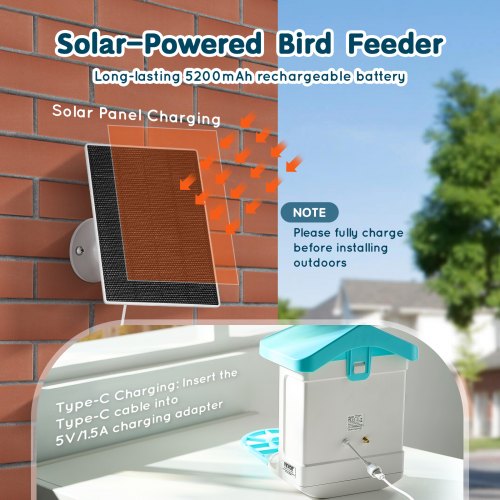 Smart Bird Feeder with Camera 2K HD AI Identify 10000 Bird Species