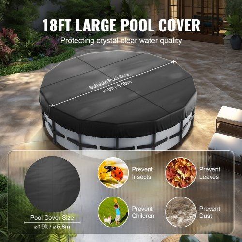 18 Ft Round Pool Cover Solar Covers for Above Ground Pools Safety Pool