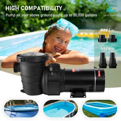 Swimming Pool Pump 1.5HP 115V 1100W Single Speed Pumps for Above Ground
