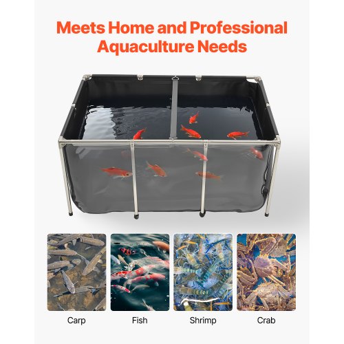 Canvas Fish Pond 270 Gal Above Ground Fish Pond PVC Koi Tank with Clear
