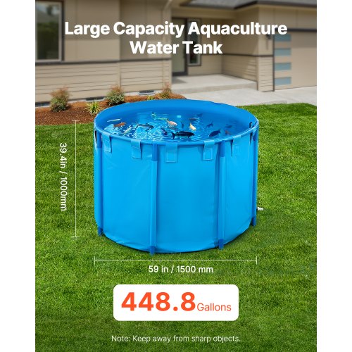 Canvas Fish Pond 448.8 Gal Capacity Above Ground Fish Pond Foldable PVC