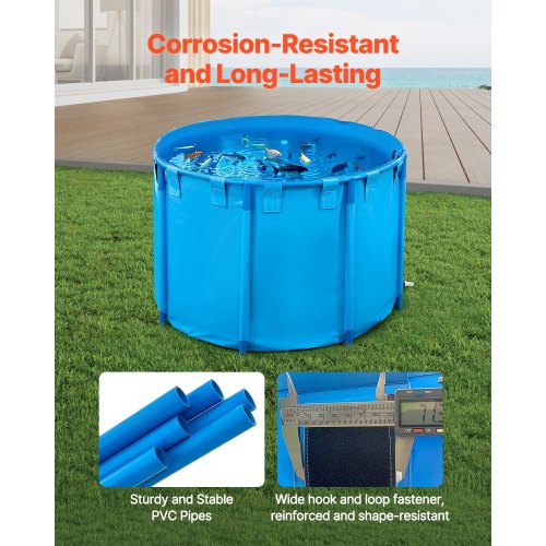 Canvas Fish Pond 448.8 Gal Capacity Above Ground Fish Pond Foldable PVC