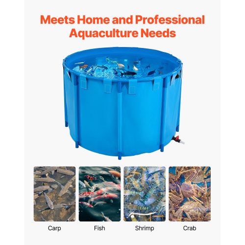 Canvas Fish Pond 448.8 Gal Capacity Above Ground Fish Pond Foldable PVC