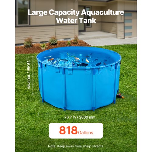 Canvas Fish Pond 818 Gal Capacity Above Ground Fish Pond Foldable PVC Koi