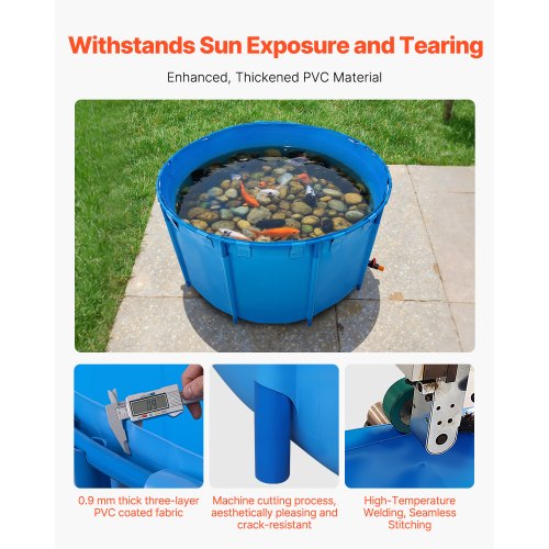 Canvas Fish Pond 818 Gal Capacity Above Ground Fish Pond Foldable PVC Koi