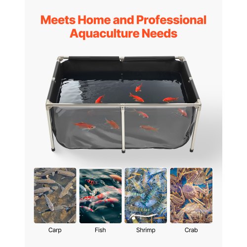 Canvas Fish Pond 126.8 Gal Above Ground Fish Pond PVC Koi Tank with Clear