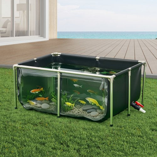 Canvas Fish Pond 126.8 Gal Above Ground Fish Pond PVC Koi Tank with Clear