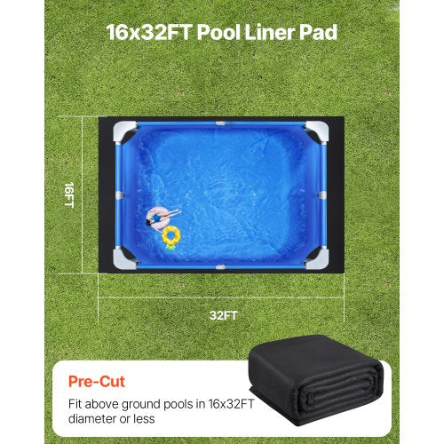 Rectangle Pool Liner Pad 16 x 32 ft Pool Liner Pad for Above Ground