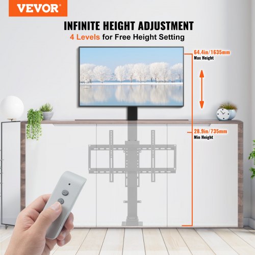 Motorized Tv Lift Stroke Length 35 Inches Mount Fit For 3265 Inch With Remote
