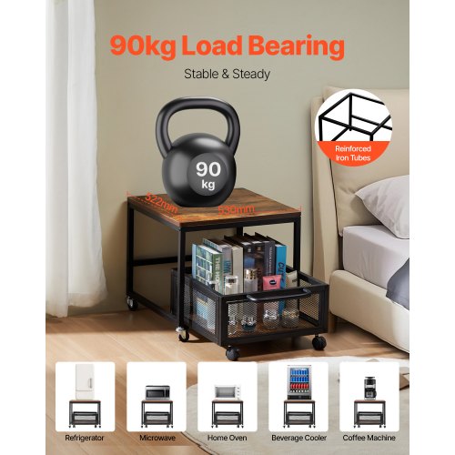 Mini Fridge Stand with Storage 198 lbs Mini Fridge Table with Movable