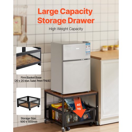 Mini Fridge Stand with Storage 198 lbs Mini Fridge Table with Movable