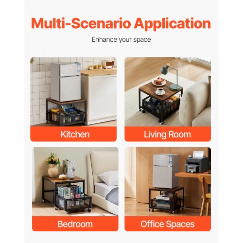 Mini Fridge Stand with Storage 198 lbs Mini Fridge Table with Movable