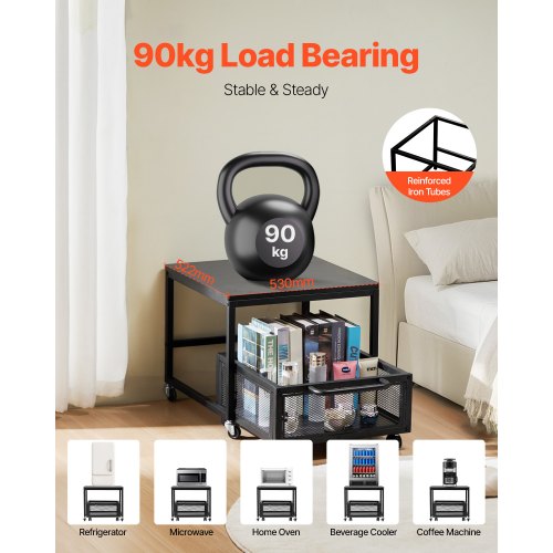 Mini Fridge Stand with Storage 198 lbs Mini Fridge Table with Movable