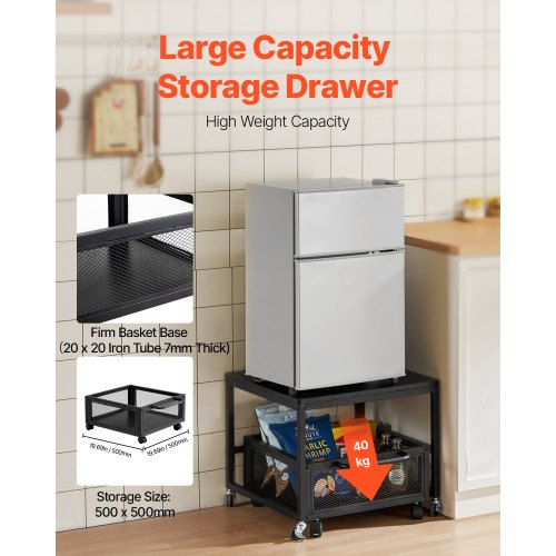 Mini Fridge Stand with Storage 198 lbs Mini Fridge Table with Movable