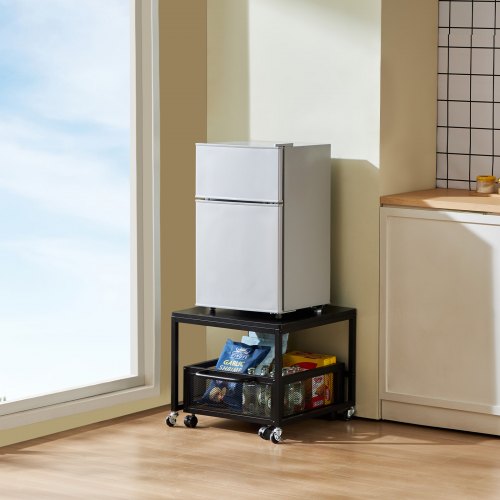 Mini Fridge Stand with Storage 198 lbs Mini Fridge Table with Movable