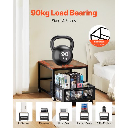 Mini Fridge Stand with Storage 198 lbs Mini Fridge Table with Movable