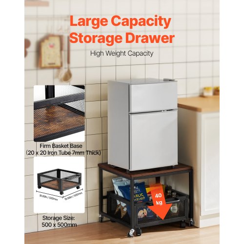 Mini Fridge Stand with Storage 198 lbs Mini Fridge Table with Movable