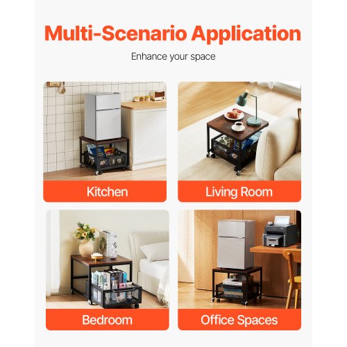 Mini Fridge Stand with Storage 198 lbs Mini Fridge Table with Movable